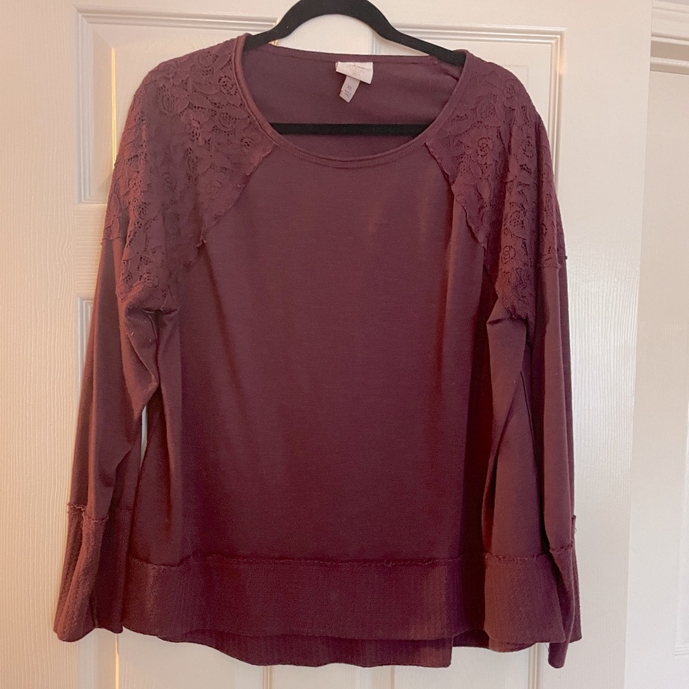 Maroon Knox Rose Knit Top